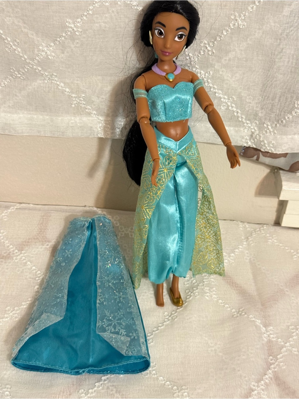 Disney Aqua and Gold Jasmine-Inspired Doll Costume